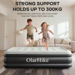 OlarHike Inflatable Mattress, Air Bed Double with Built-in Electric Pump, King Size Blow Up Self Inflating Guest Airbed with Flocked Surface for Camping or Home Use, 190cm L x 140cm W x 46cm H(Black)  Amazon.co.uk: Home & Kitchen - Image 5