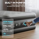 OlarHike Inflatable Mattress, Air Bed Double with Built-in Electric Pump, King Size Blow Up Self Inflating Guest Airbed with Flocked Surface for Camping or Home Use, 190cm L x 140cm W x 46cm H(Black)  Amazon.co.uk: Home & Kitchen - Image 6