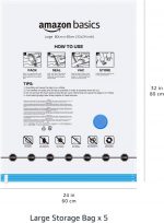 Amazon Basics Vacuum Compression Zipper Storage Bags with Airtight Valve and Hand Pump, Large, 5-Pack, Clear  Amazon.co.uk: Home & Kitchen - Image 3