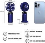 Jsdoin Hand Held Fan,Portable Handheld USB Rechargeable Fans with 5 Speeds,Battery Operated Mini Fan Foldable Desk Desktop Fans with LED Display for Home Office Bedroom Outdoor Travel (DarkBlue)  Amazon.co.uk: Home & Kitchen - Image 3