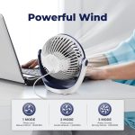 OCOOPA USB Desk Table Fan with Strong Airflow & Quiet Operation, Portable Cooling Fan Speed Adjustable 360°Rotatable Head for Home Office Bedroom Table and Desktop  Amazon.co.uk: Home & Kitchen - Image 5