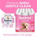Andrex Family Soft Toilet Tissue 45 Rolls (Previously Andrex Gentle Clean) Gentle on your Family’s skin– Bulk Pack of 45 Toilet Rolls, FSC Certified  Amazon.co.uk: Grocery - Image 4
