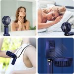 Jsdoin Hand Held Fan,Portable Handheld USB Rechargeable Fans with 5 Speeds,Battery Operated Mini Fan Foldable Desk Desktop Fans with LED Display for Home Office Bedroom Outdoor Travel (DarkBlue)  Amazon.co.uk: Home & Kitchen - Image 6