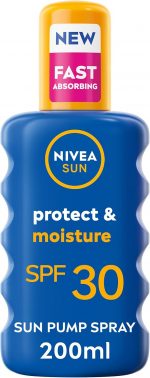 NIVEA SUN Protect & Moisture Sun Spray SPF 30 (200 ml), Moisturising Suncream Spray with SPF 30, Advanced Sunscreen Providing Immediate UVA + UVB Protection, Fast-Absorbing No White Cast Formula  Amazon.co.uk: Beauty